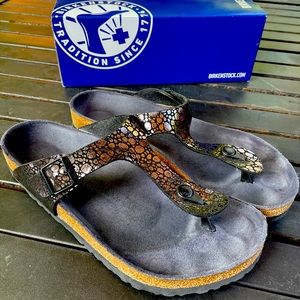 Birkenstock gizeh black metallic pebbles womens sandals 11 42